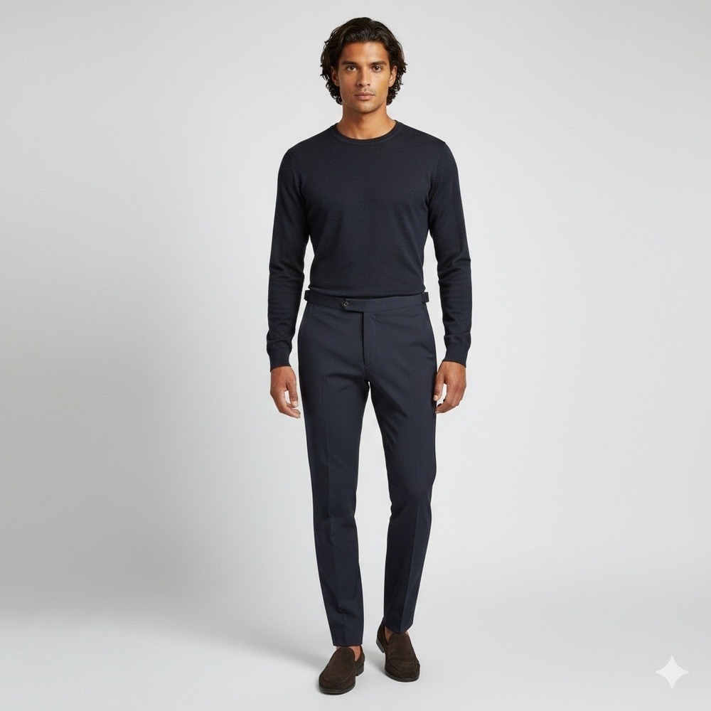 NWOT PT01 Super Slim Fit Wool Elastane Dress Pants Navy Blue Mens Sz 48 EU 32 US